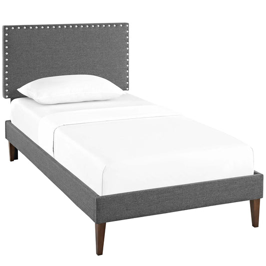 Phoebe Fabric Twin Platform Bed with Squared Tapered Legs