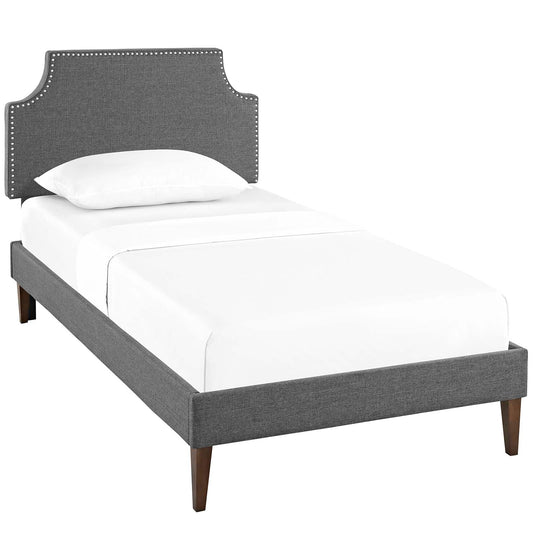 Laura Fabric Twin Platform Bed with Squared Tapered Legs