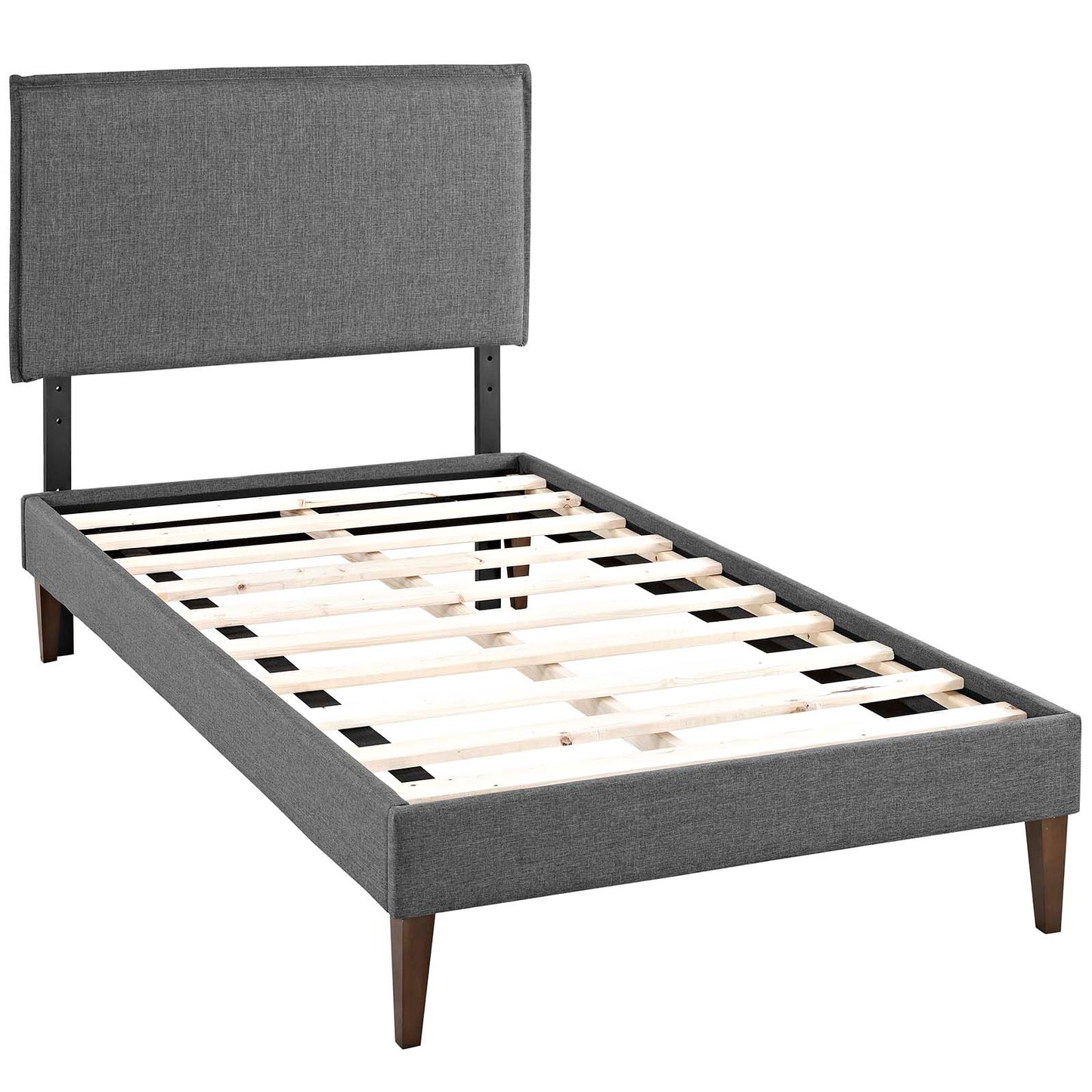 Camille Fabric Twin Platform Bed with Squared Tapered Legs