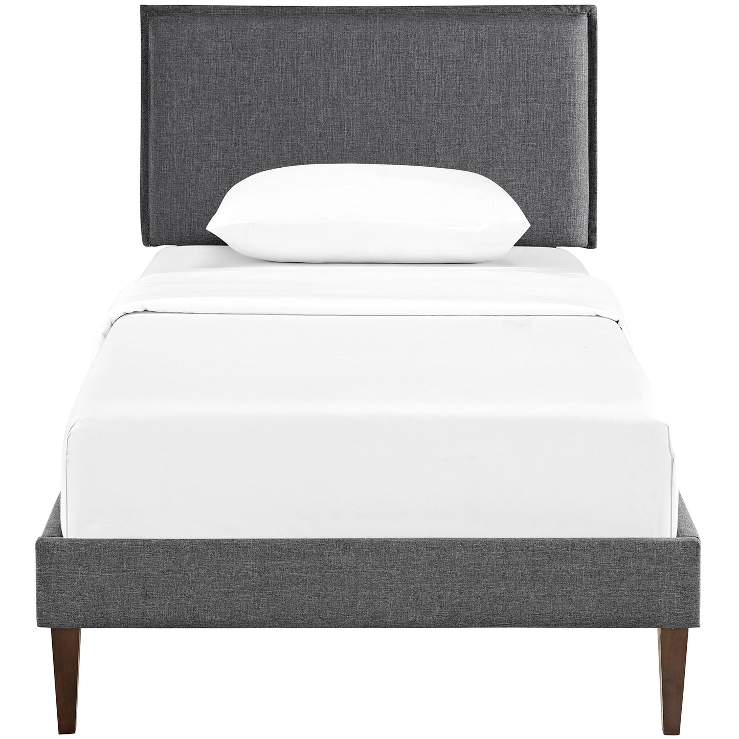 Camille Fabric Twin Platform Bed with Squared Tapered Legs