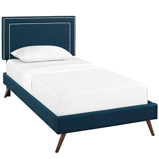 Jessamine Fabric Twin Platform Bed with Round Splayed Legs