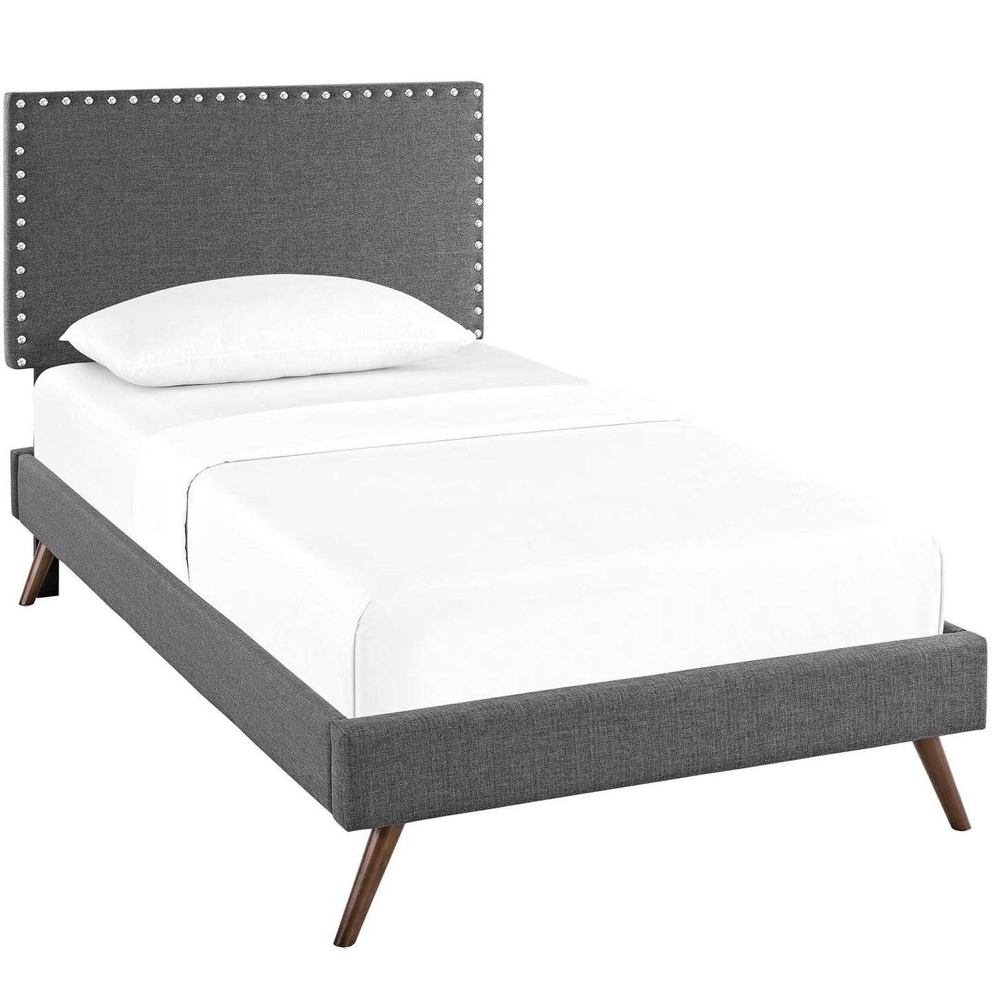 Phoebe Fabric Twin Platform Bed with Round Splayed Legs