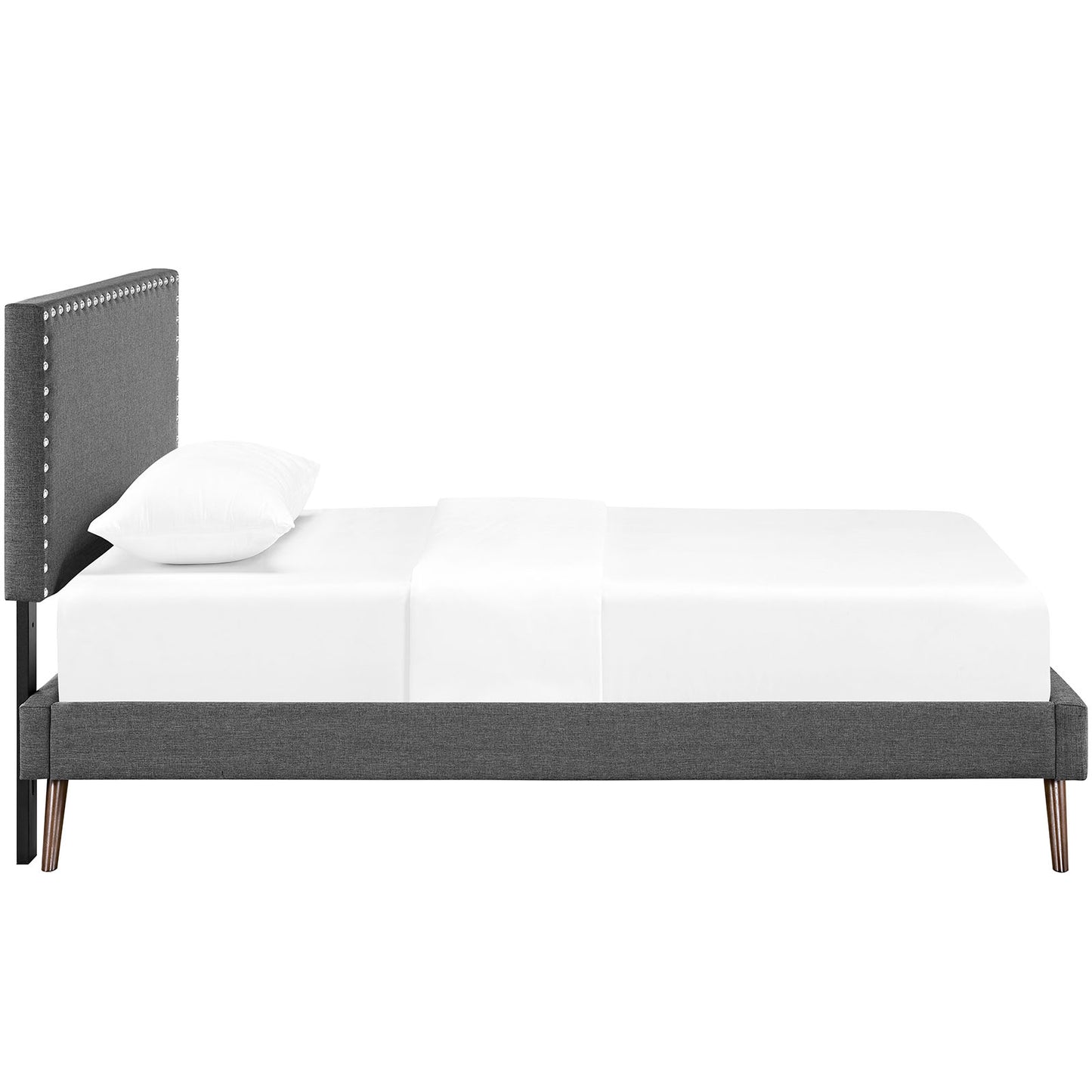 Phoebe Fabric Twin Platform Bed with Round Splayed Legs