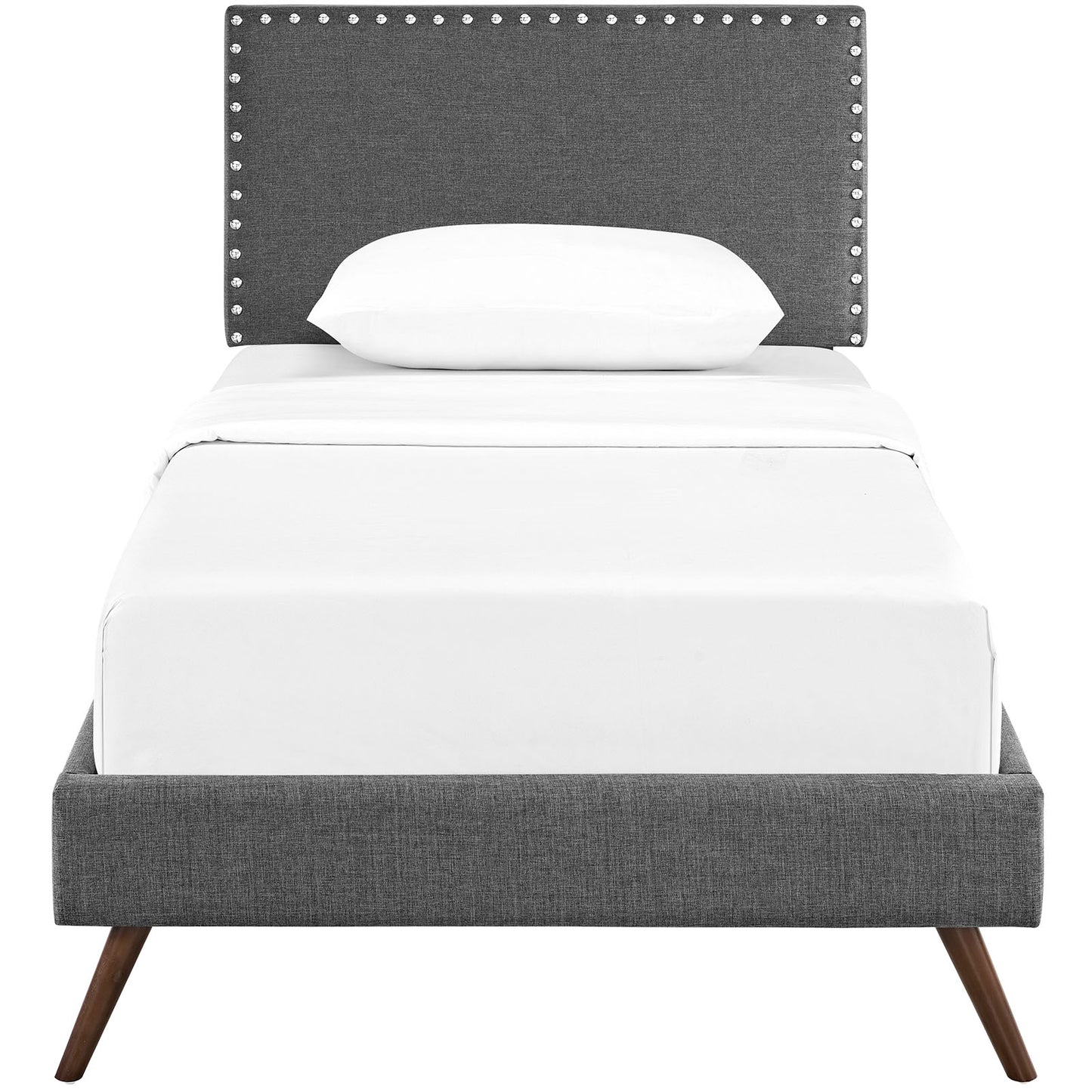 Phoebe Fabric Twin Platform Bed with Round Splayed Legs