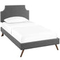 Laura Fabric Twin Platform Bed with Round Splayed Legs