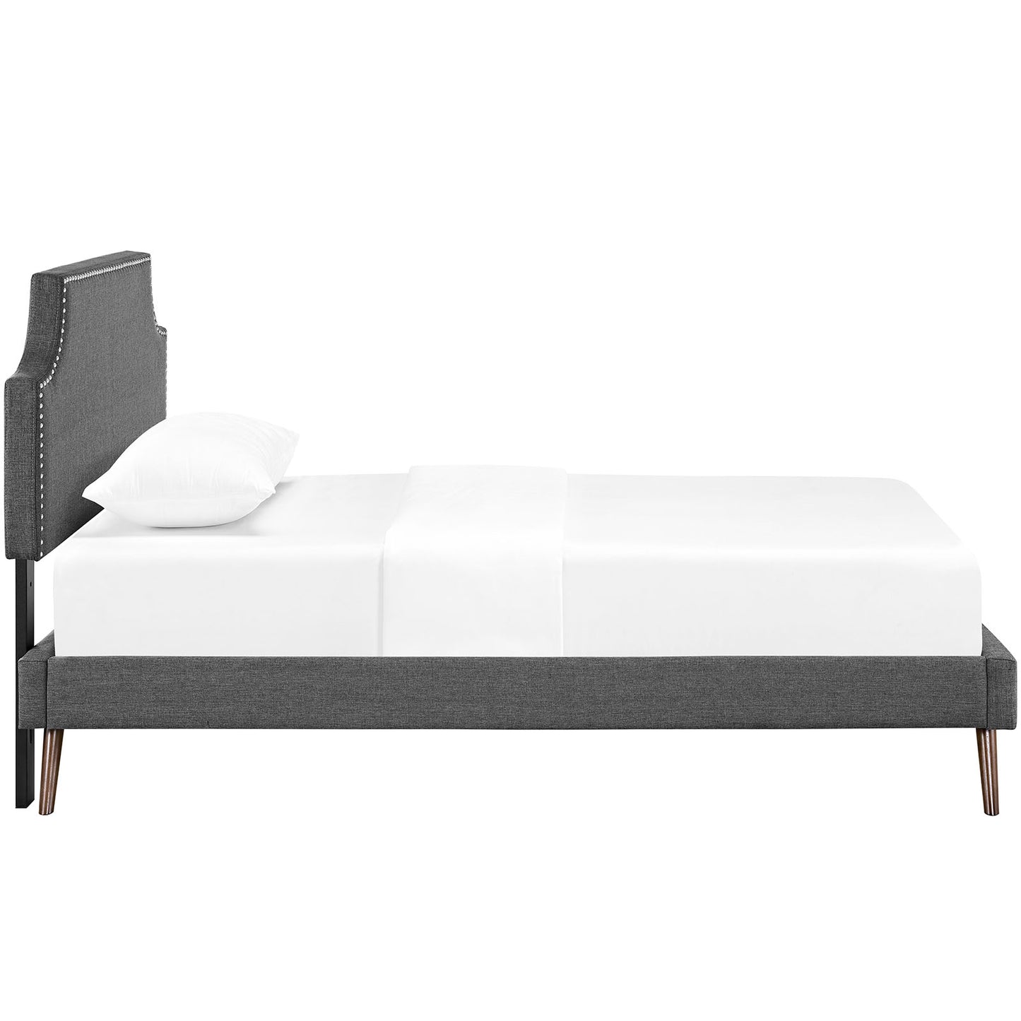 Laura Fabric Twin Platform Bed with Round Splayed Legs