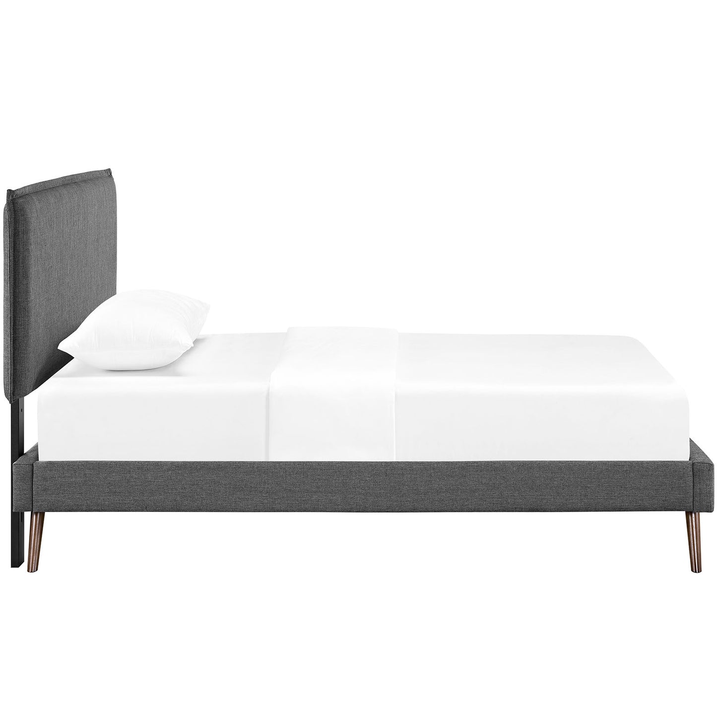 Camille Fabric Twin Platform Bed with Round Splayed Legs