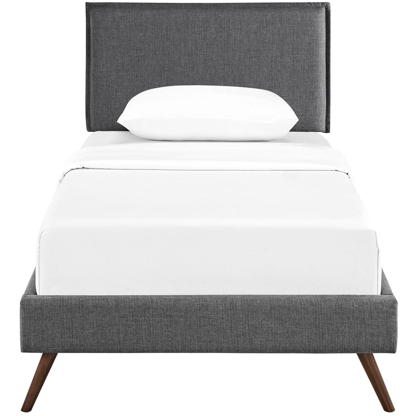 Camille Fabric Twin Platform Bed with Round Splayed Legs