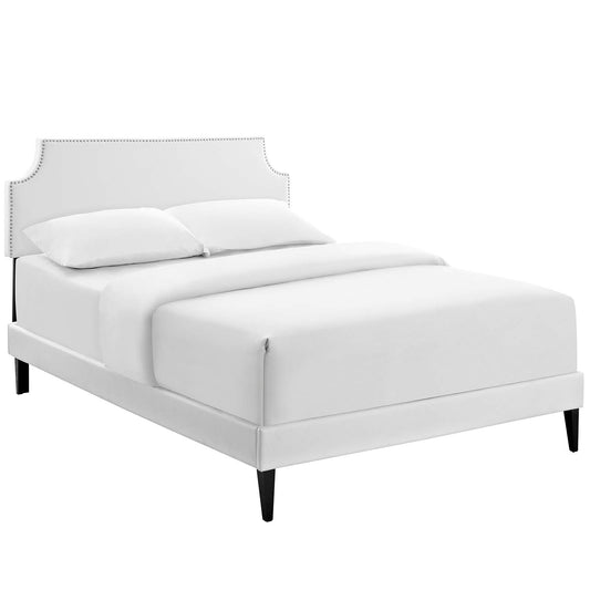 Laura Vinyl Queen Platform Bed with Squared Tapered Legs