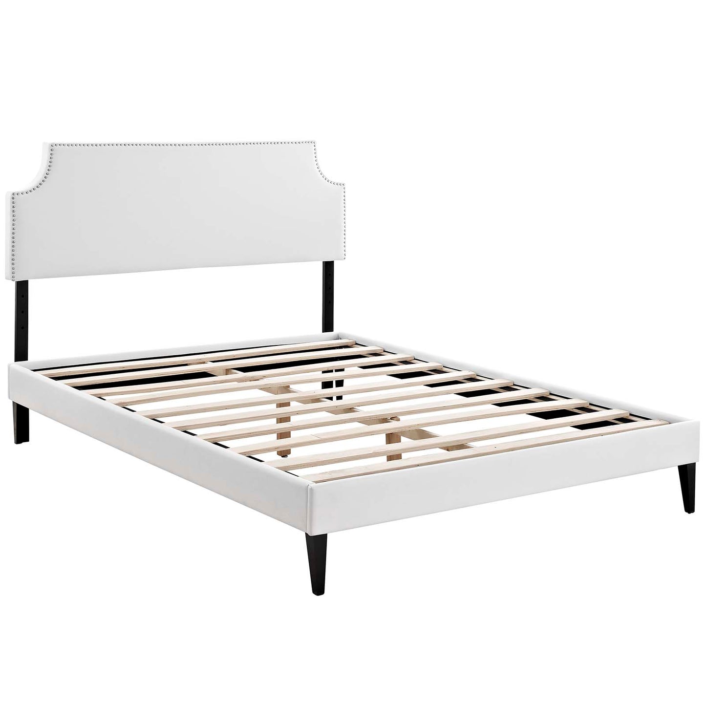 Laura Vinyl Queen Platform Bed with Squared Tapered Legs