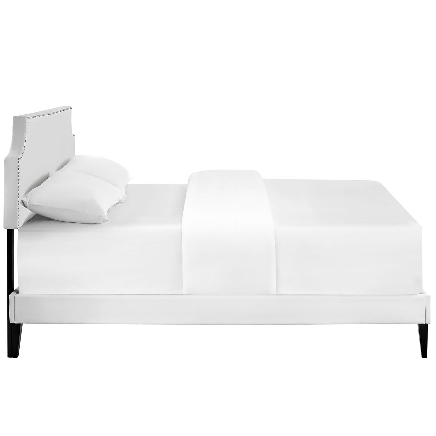 Laura Vinyl Queen Platform Bed with Squared Tapered Legs