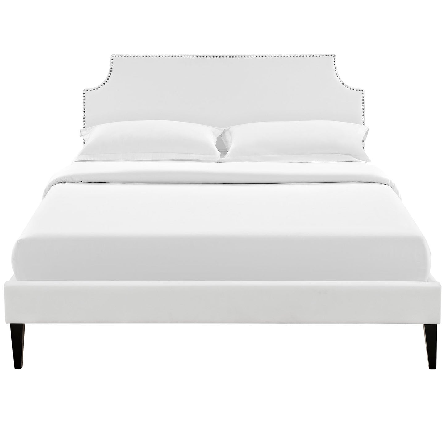 Laura Vinyl Queen Platform Bed with Squared Tapered Legs