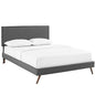 Camille Fabric Queen Platform Bed with Round Splayed Legs