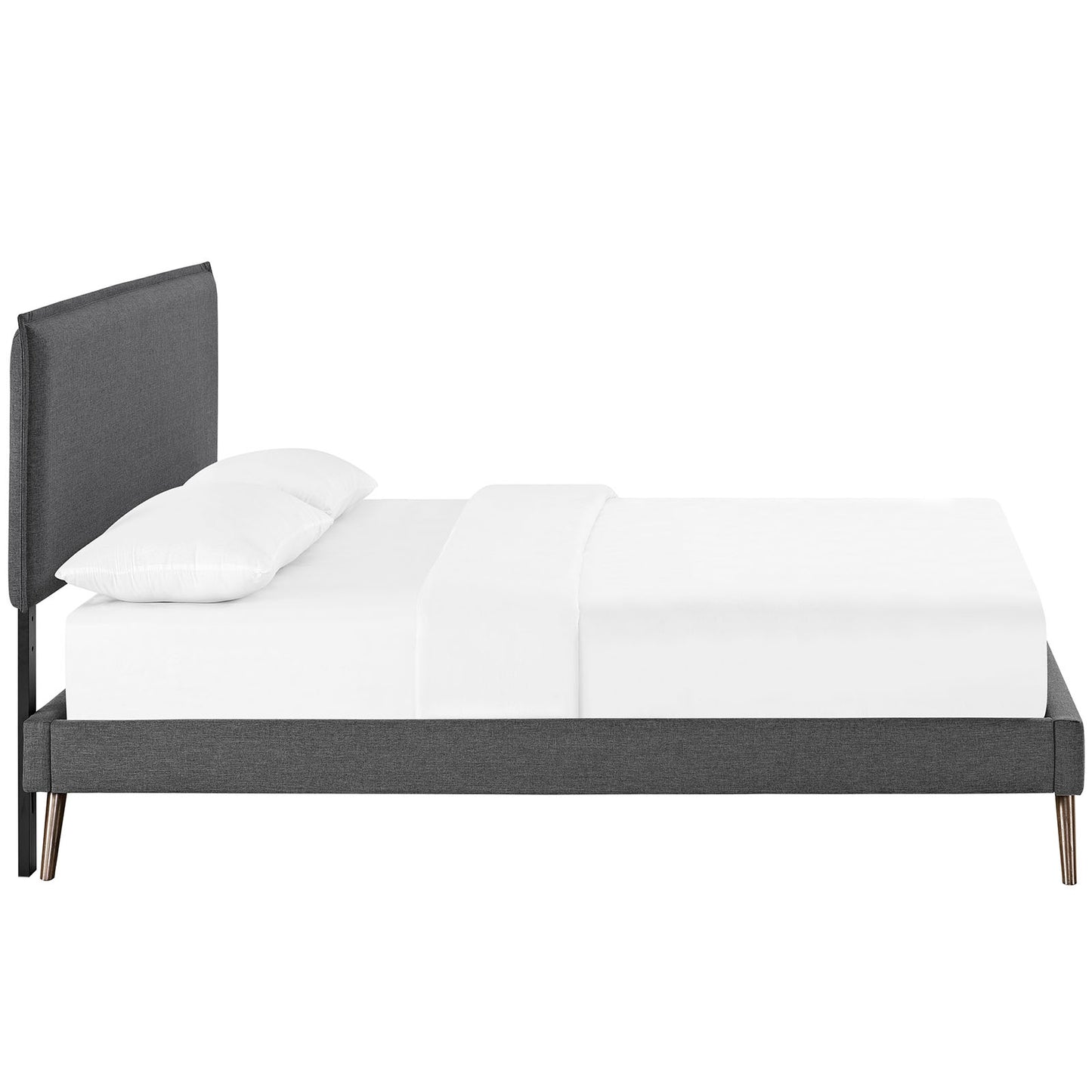 Camille Fabric Queen Platform Bed with Round Splayed Legs