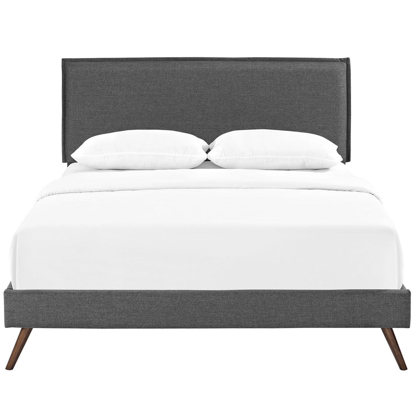 Camille Fabric Queen Platform Bed with Round Splayed Legs