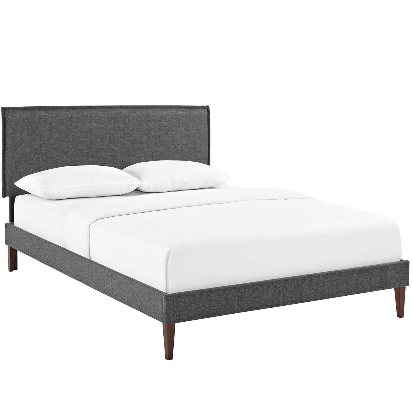 Cama Queen con plataforma de tela Camille y patas cónicas cuadradas de Modway