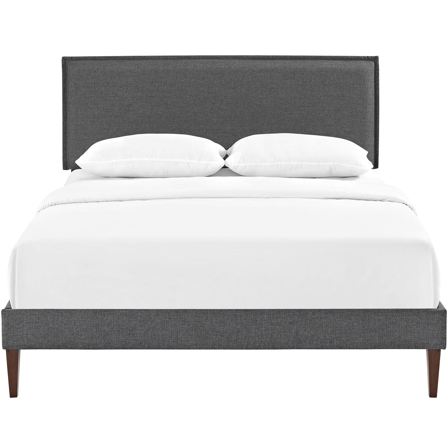 Cama Queen con plataforma de tela Camille y patas cónicas cuadradas de Modway