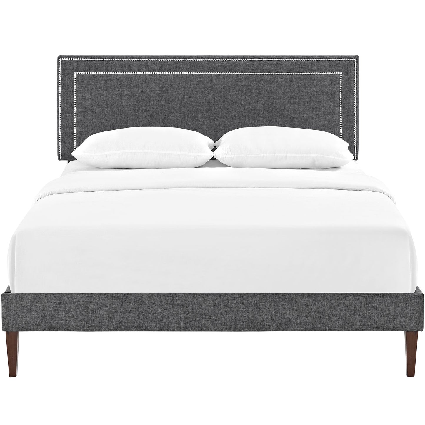 Jessamine Fabric Full Platform Bed with Squared Tapered Legs