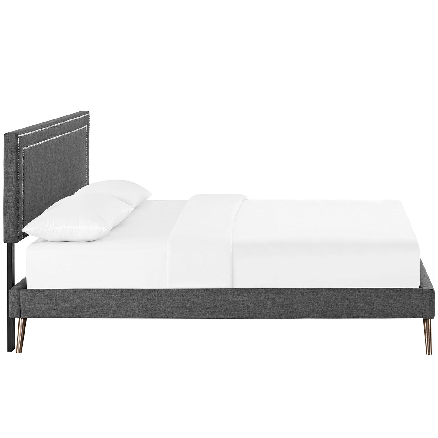 Jessamine Fabric Queen Platform Bed with Round Splayed Legs