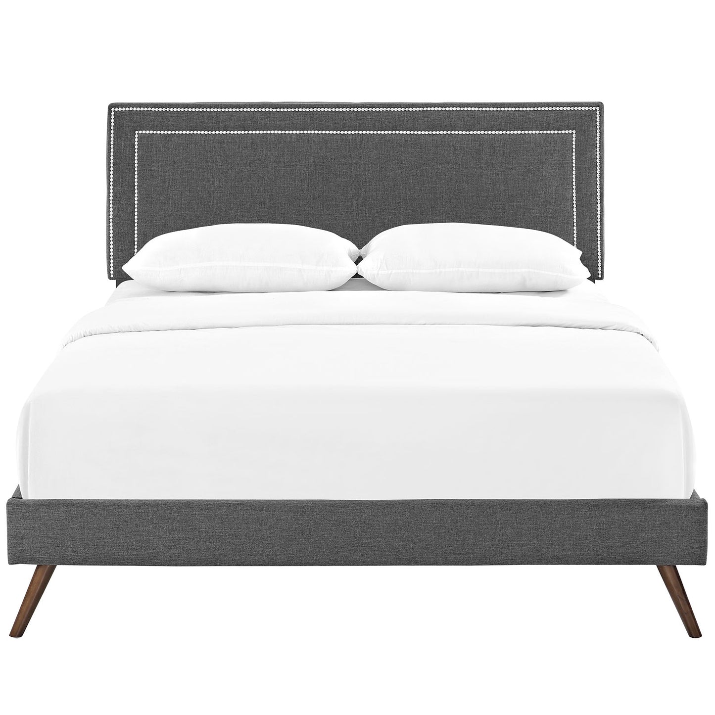 Jessamine Fabric Queen Platform Bed with Round Splayed Legs