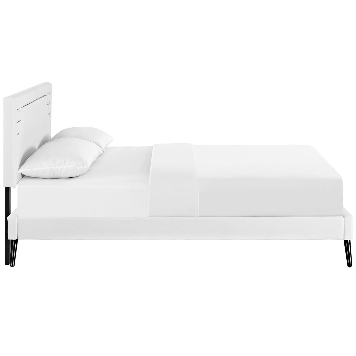 Josie Vinyl Queen Platform Bed with Round Splayed Legs