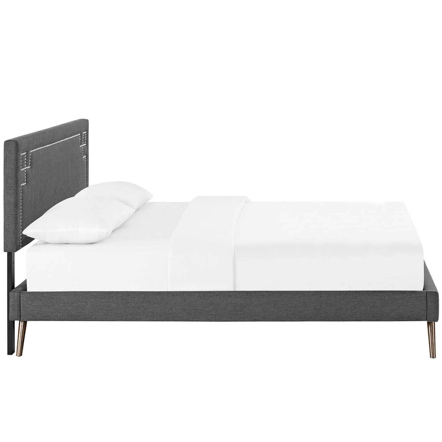 Josie Fabric Queen Platform Bed with Round Splayed Legs