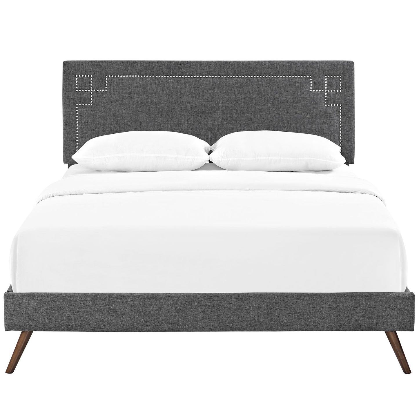 Josie Fabric Queen Platform Bed with Round Splayed Legs