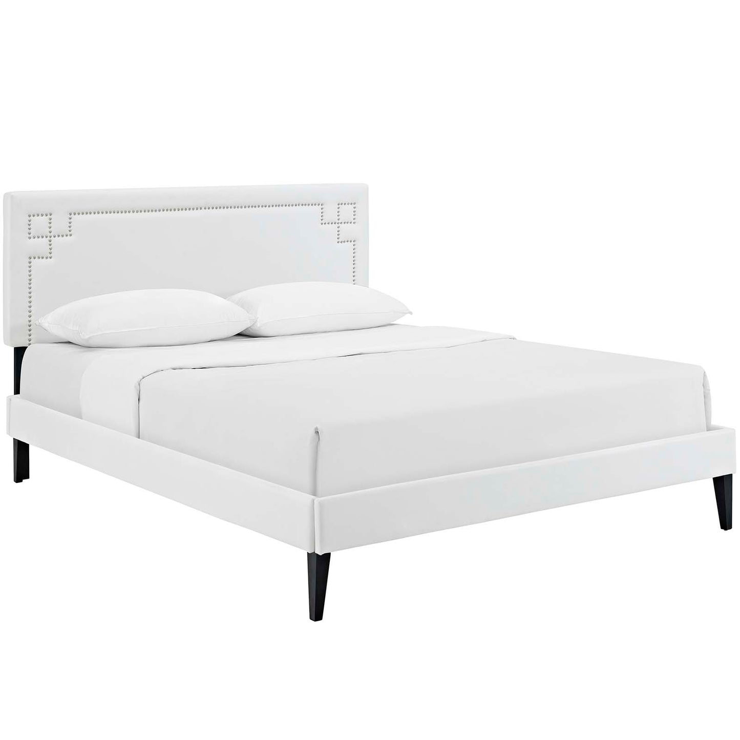 Josie Vinyl Queen Platform Bed with Squared Tapered Legs