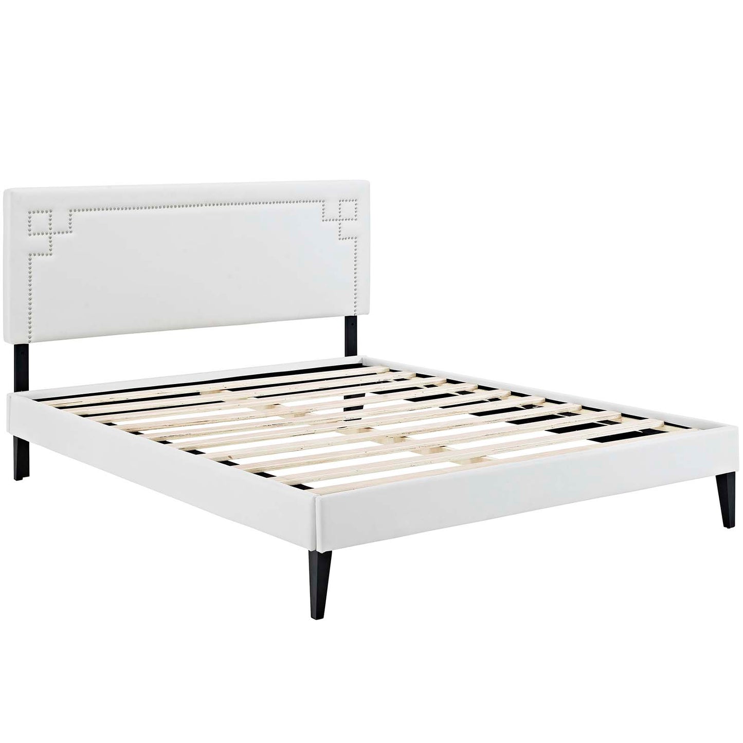 Josie Vinyl Queen Platform Bed with Squared Tapered Legs