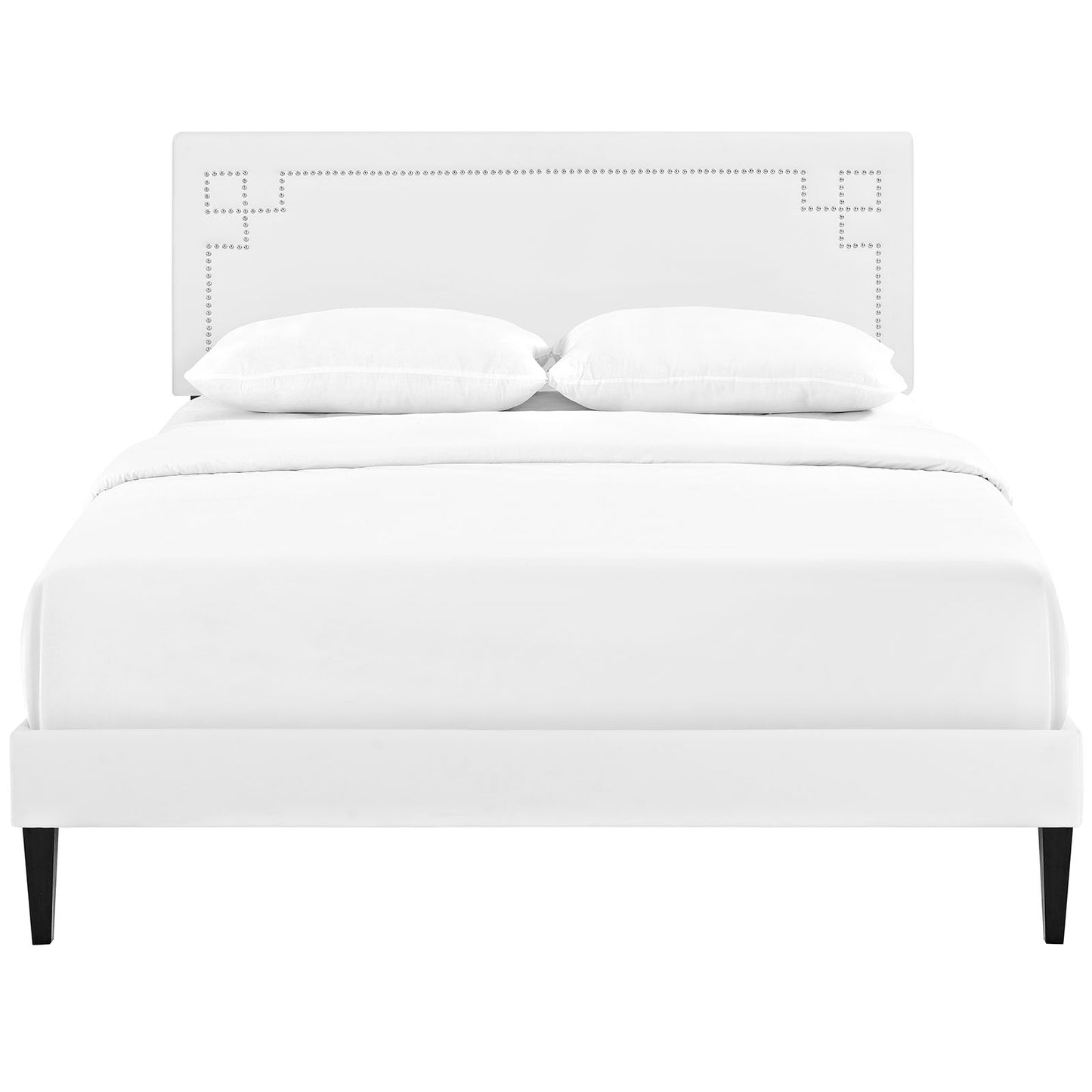 Josie Vinyl Queen Platform Bed with Squared Tapered Legs