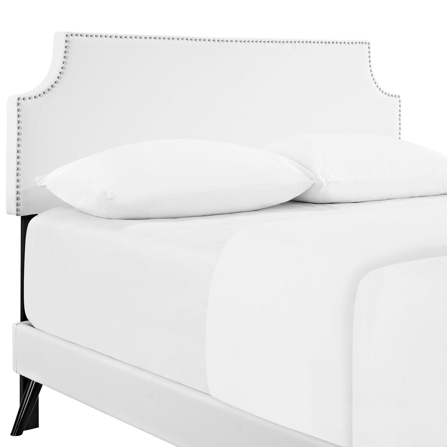 Laura Vinyl Full Platform Bed with Round Splayed Legs