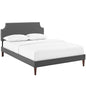 Laura Fabric Full Platform Bed with Squared Tapered Legs