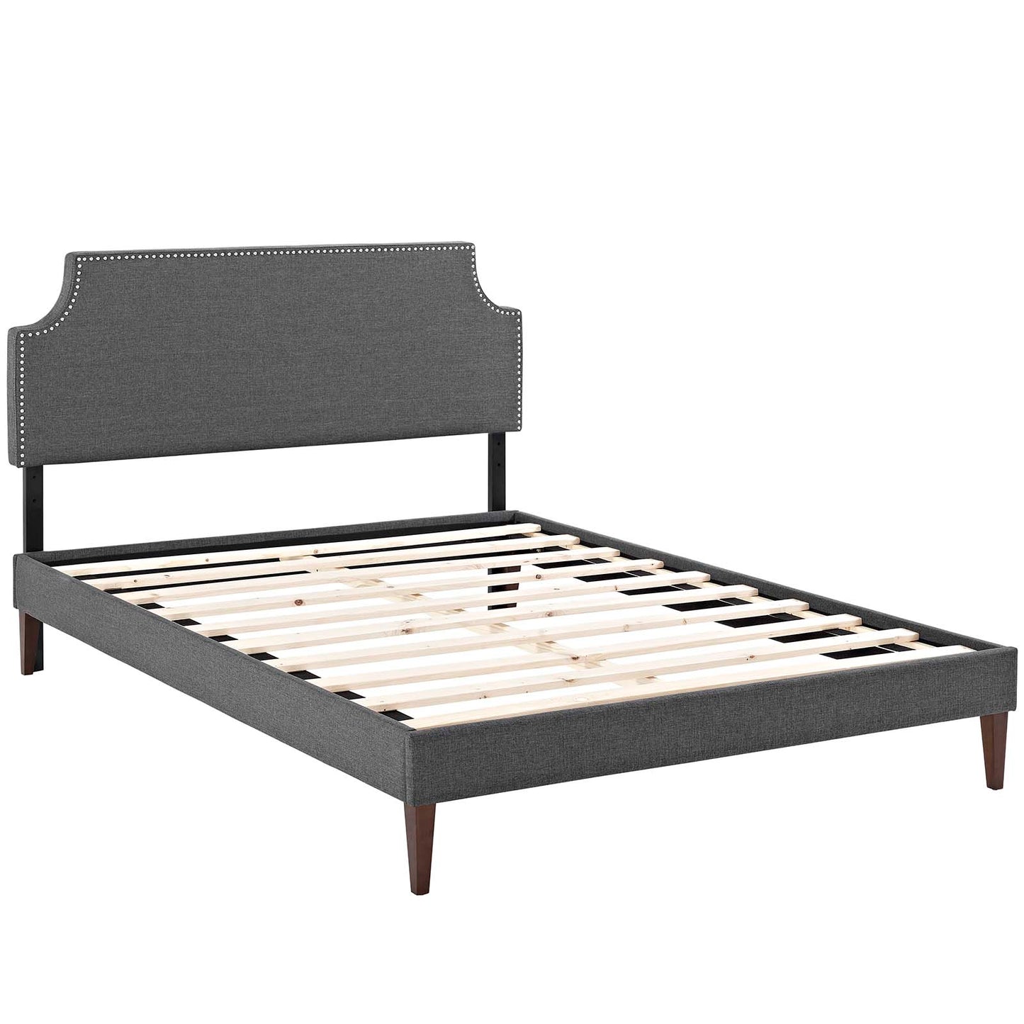 Laura Fabric Full Platform Bed with Squared Tapered Legs