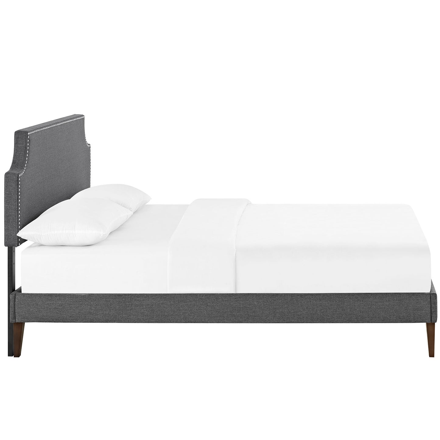 Laura Fabric Full Platform Bed with Squared Tapered Legs