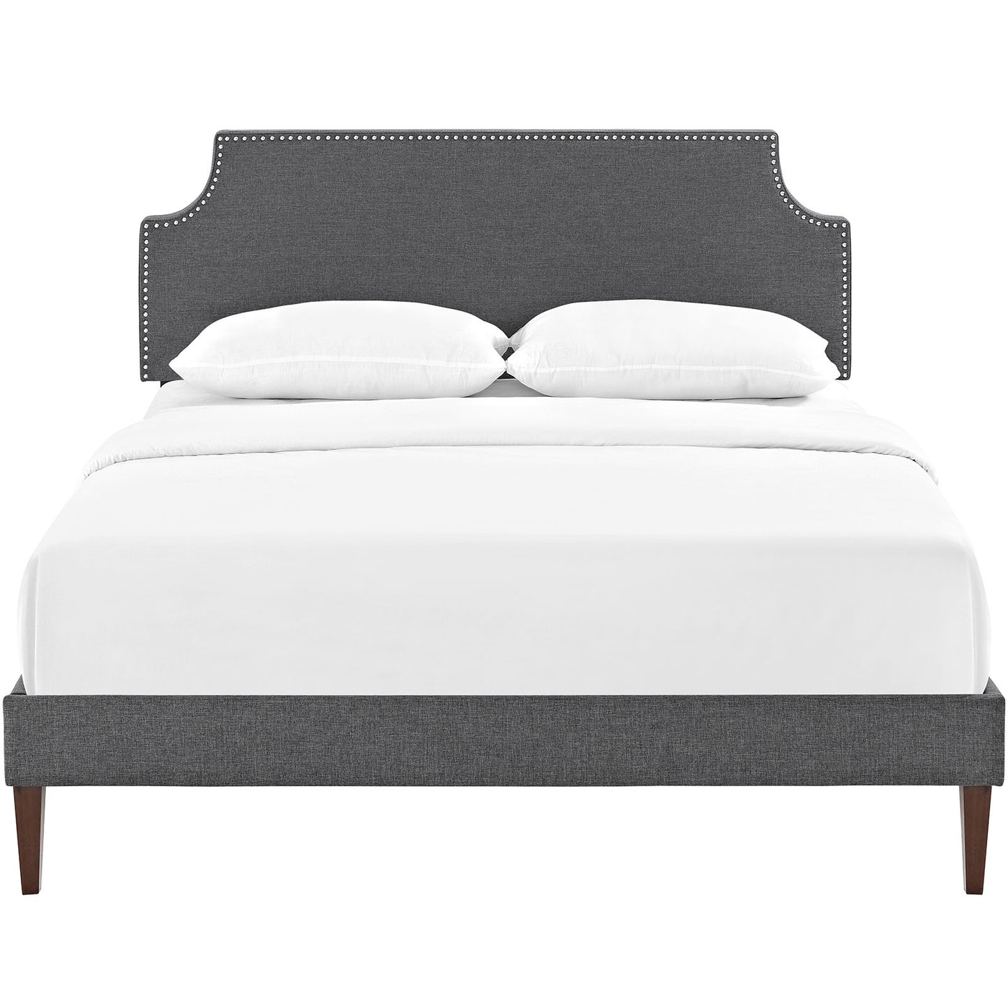 Laura Fabric Full Platform Bed with Squared Tapered Legs