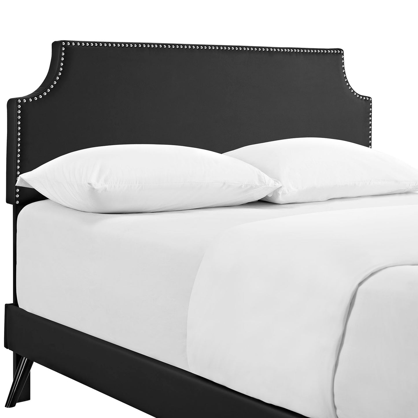 Laura Vinyl Queen Platform Bed with Round Splayed Legs