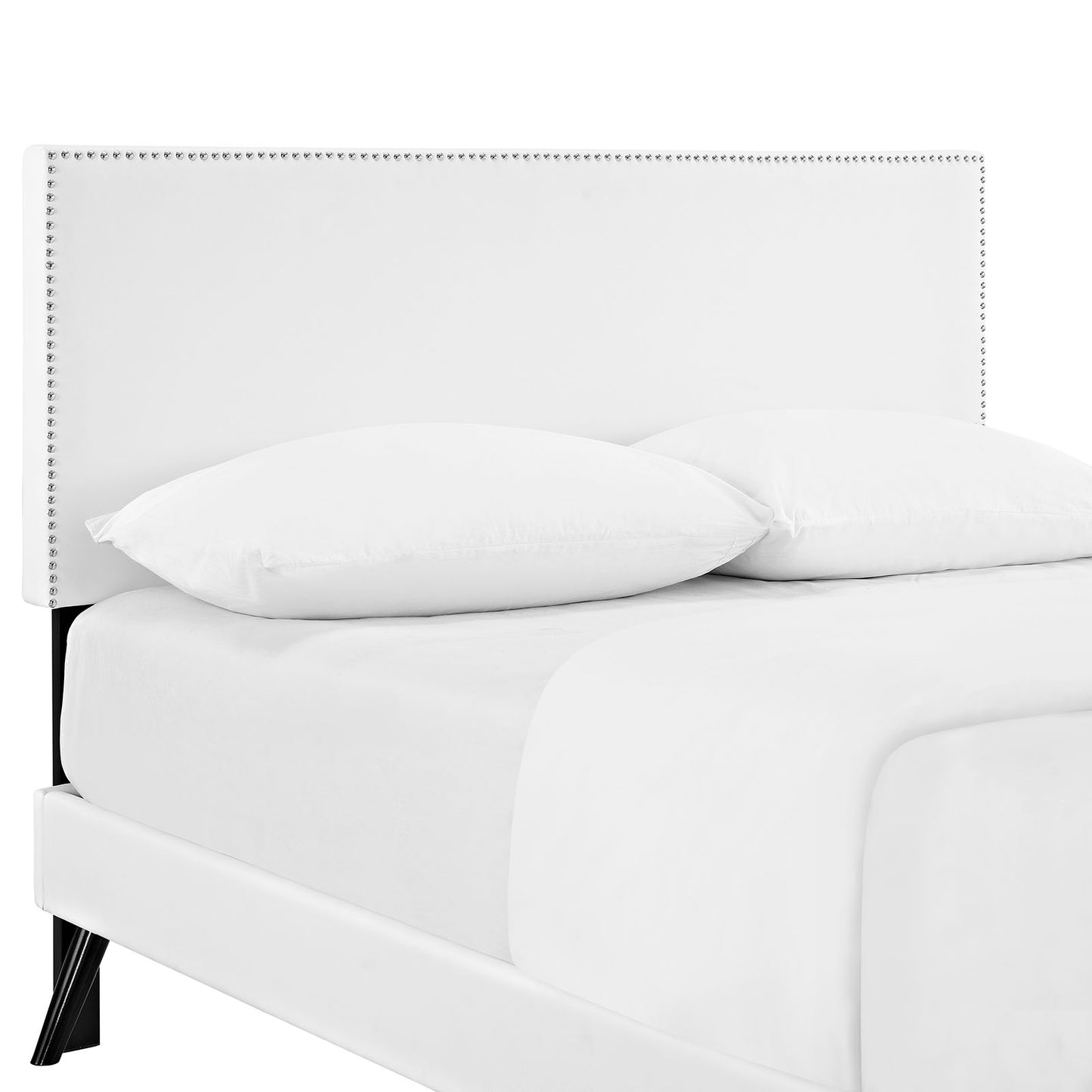 Phoebe Vinyl Full Platform Bed with Round Splayed Legs