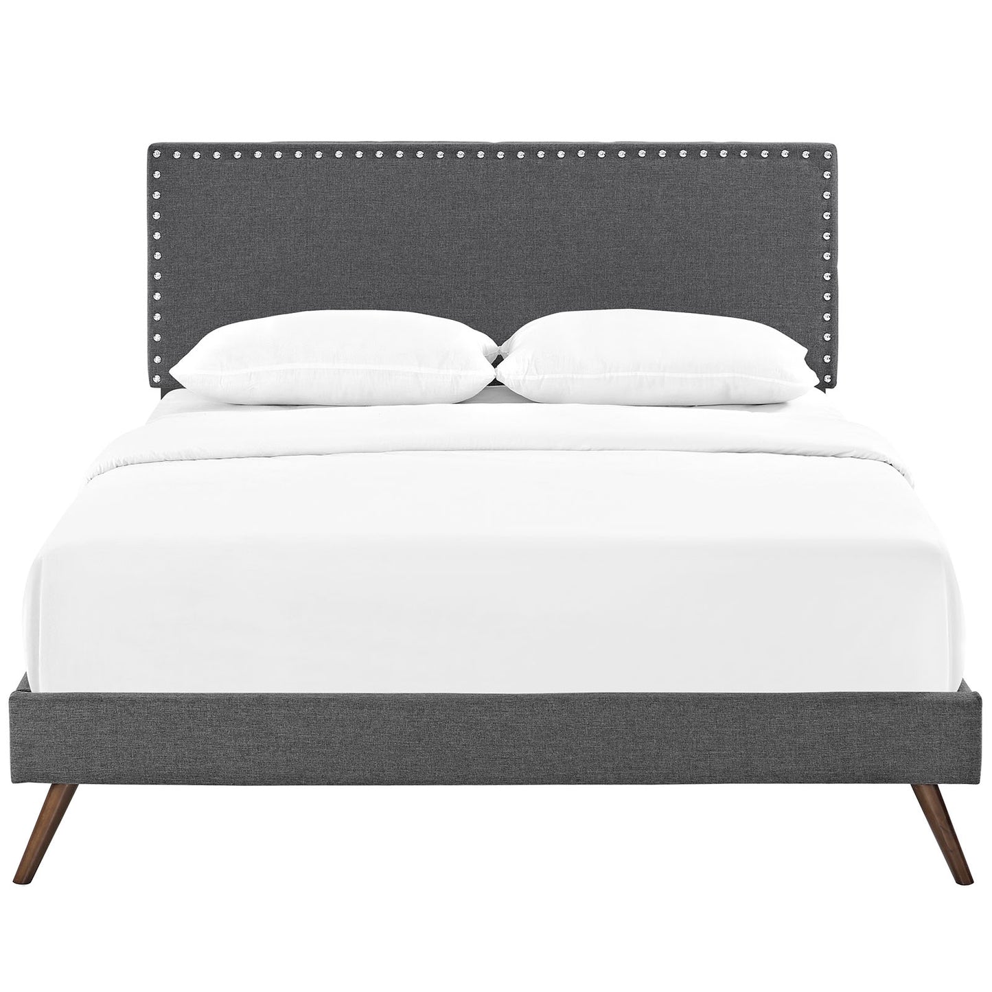 Phoebe Fabric Queen Platform Bed with Round Splayed Legs