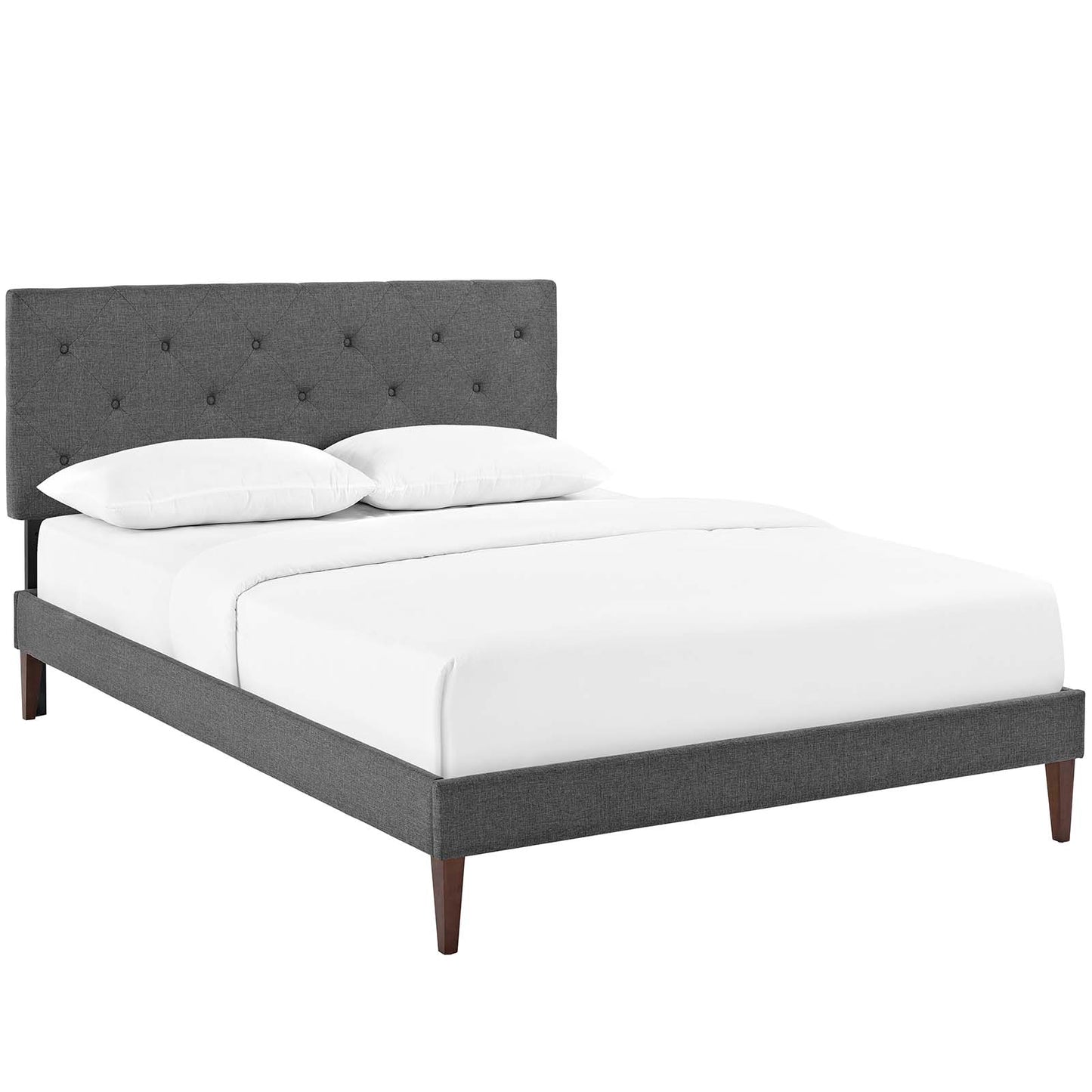 Terisa Fabric King Platform Bed with Squared Tapered Legs