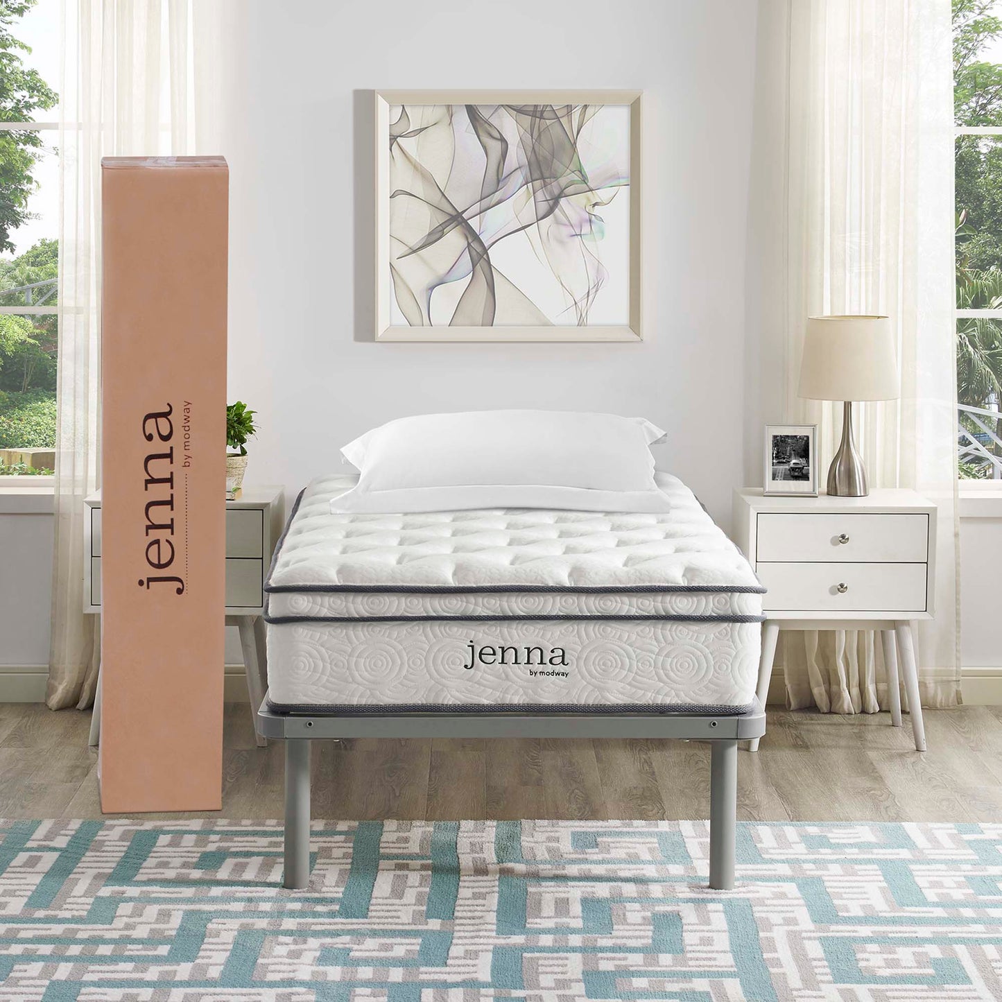 Matelas à ressorts et mousse pour lit simple Jenna 10" par Modway