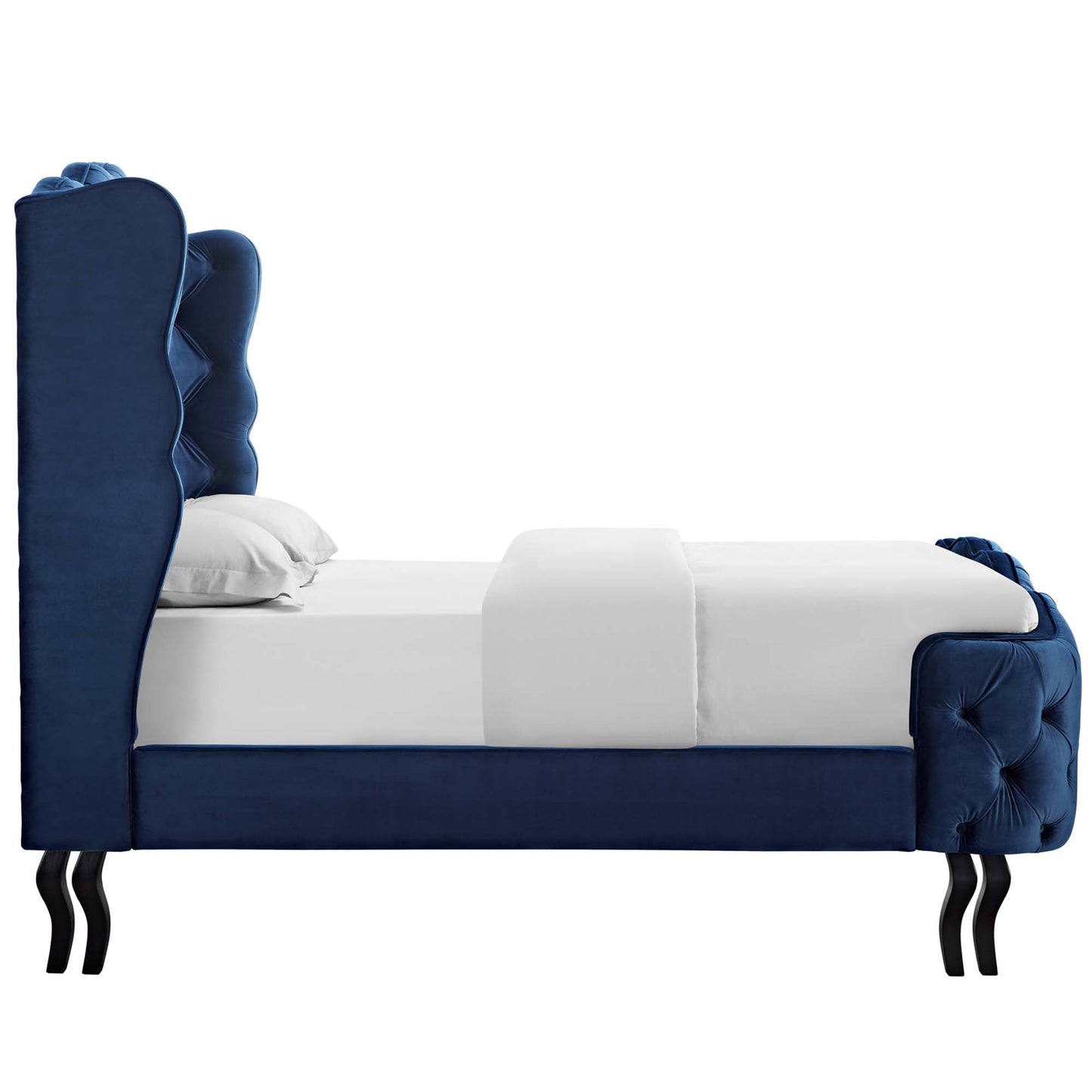 Violette Tufted Wingback Performance Velvet Queen Platform Bed