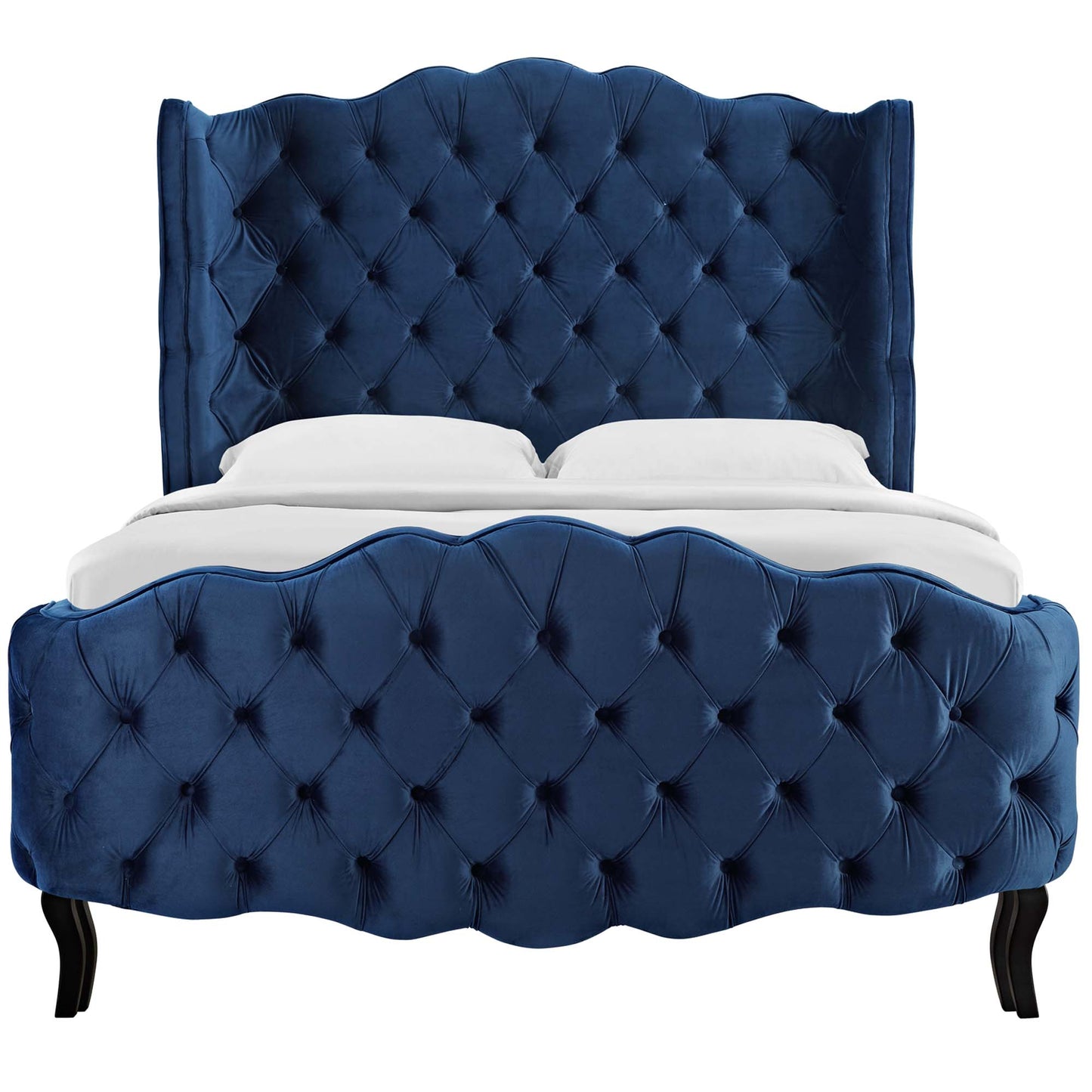 Violette Tufted Wingback Performance Velvet Queen Platform Bed