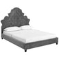 Valentina Tufted Nailhead Performance Velvet Queen Platform Bed