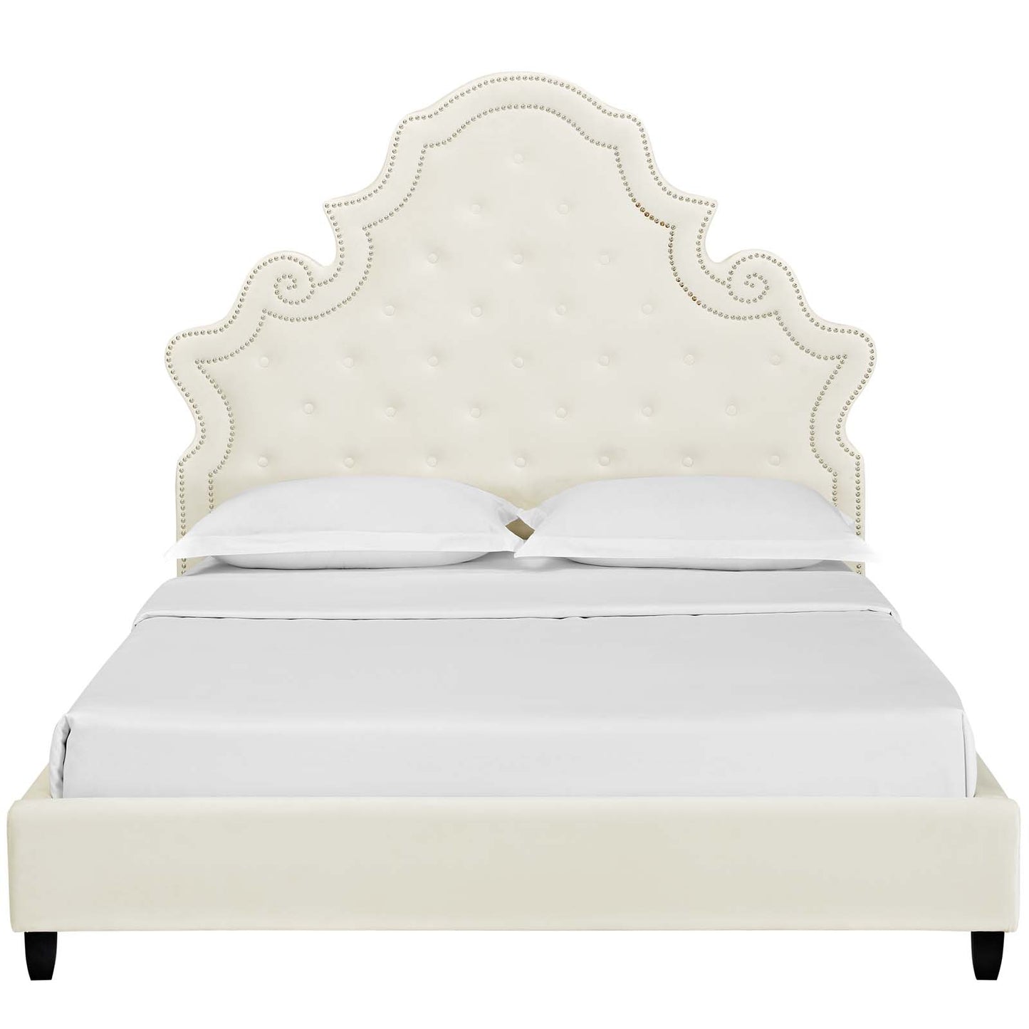 Valentina Tufted Nailhead Performance Velvet Queen Platform Bed