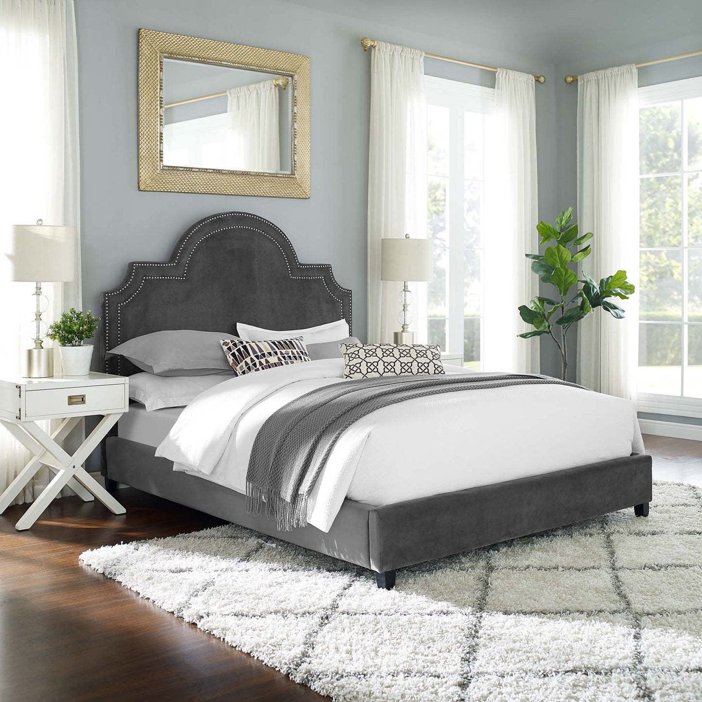 Primrose Performance Velvet Queen Platform Bed