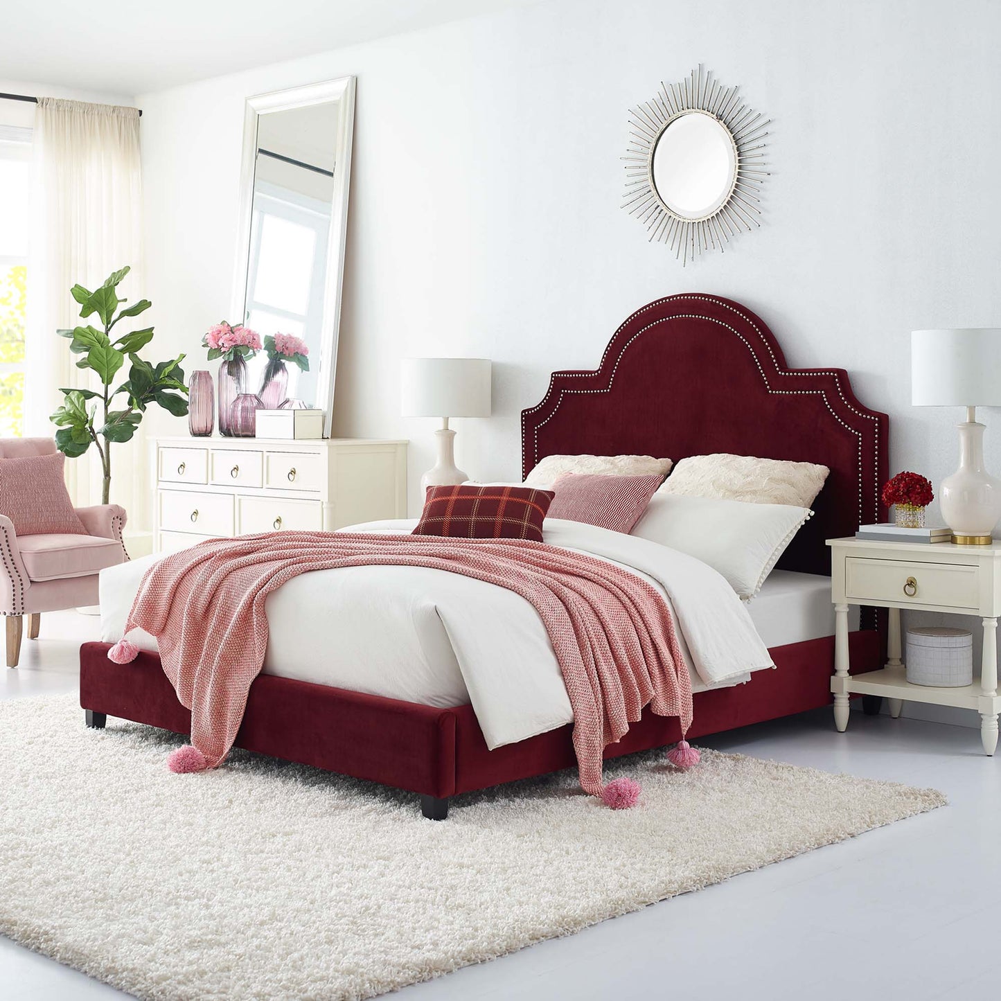 Primrose Performance Velvet Queen Platform Bed