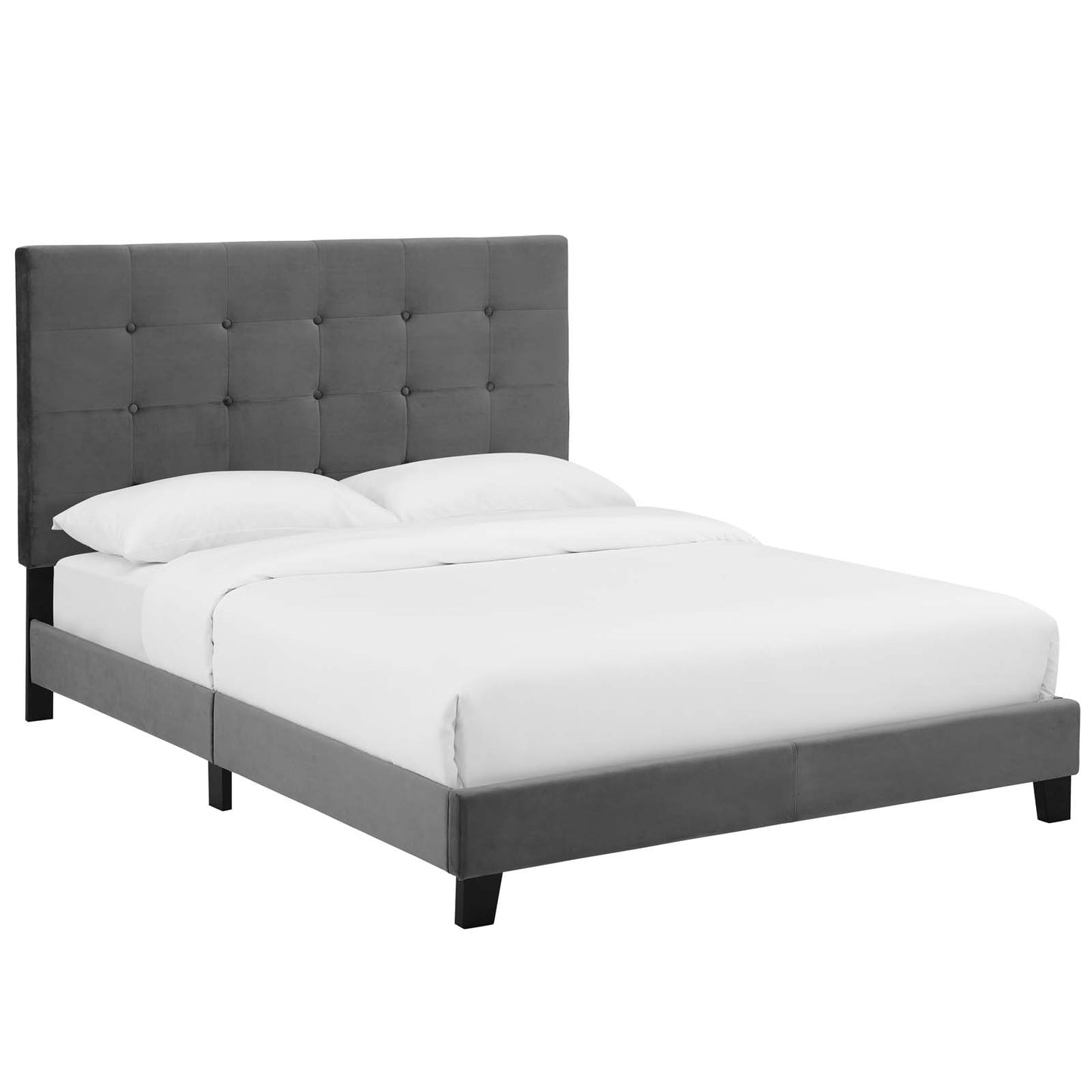 Melanie Tufted Button Upholstered Performance Velvet Queen Platform Bed