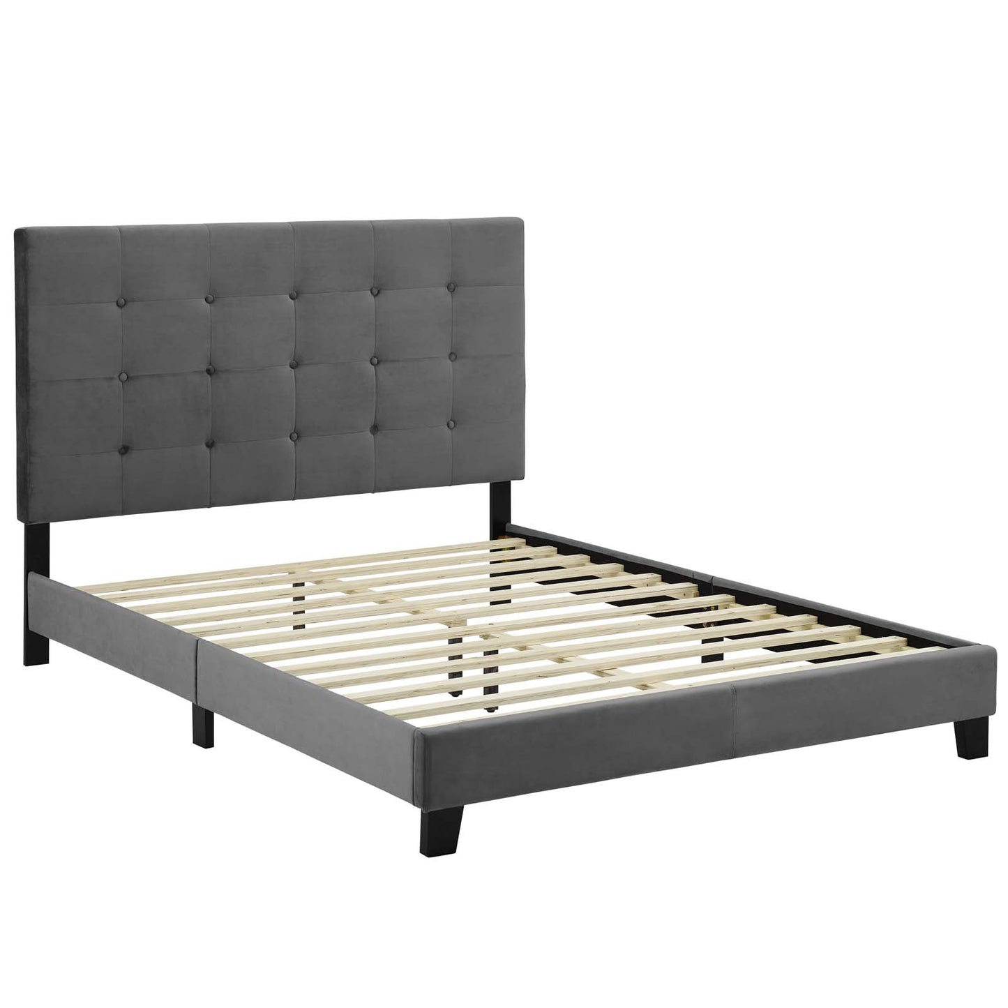 Melanie Tufted Button Upholstered Performance Velvet Queen Platform Bed