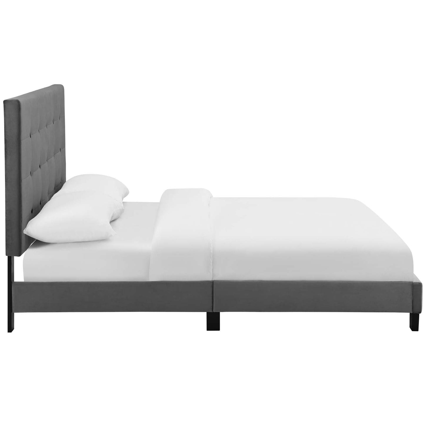 Melanie Tufted Button Upholstered Performance Velvet Queen Platform Bed