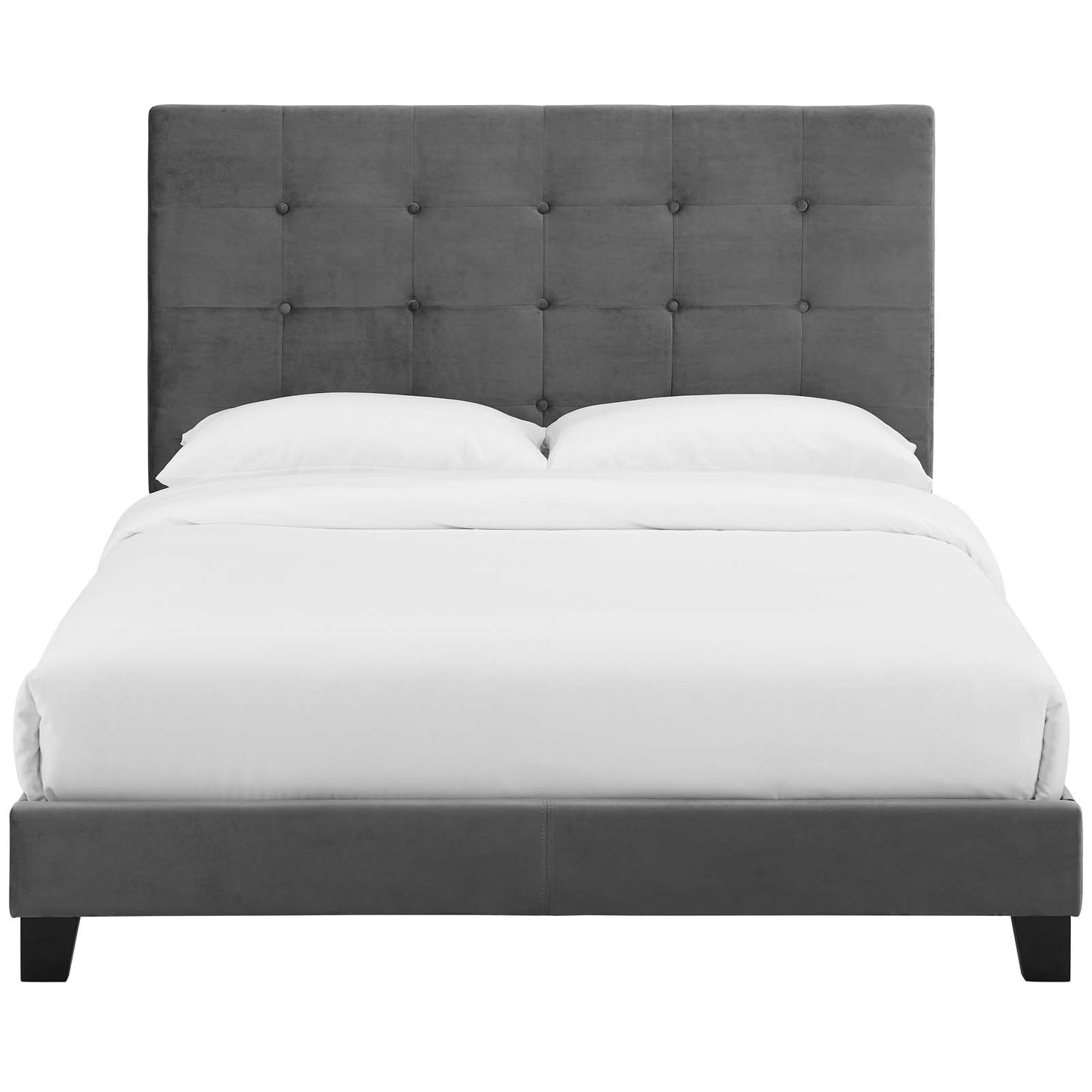 Melanie Tufted Button Upholstered Performance Velvet Queen Platform Bed